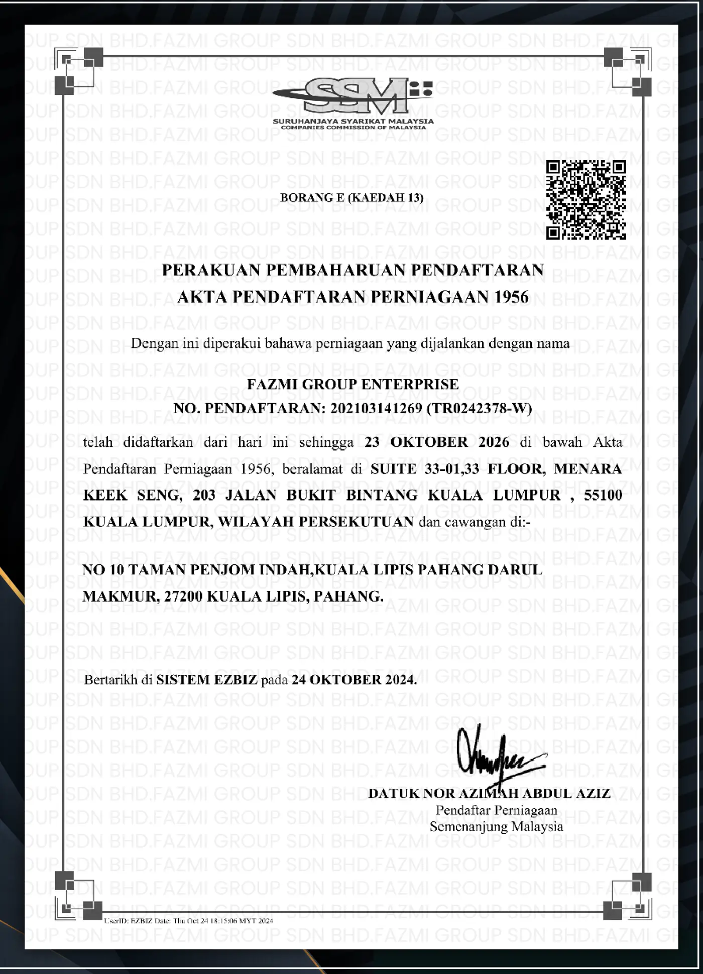 SSM certificate page 2