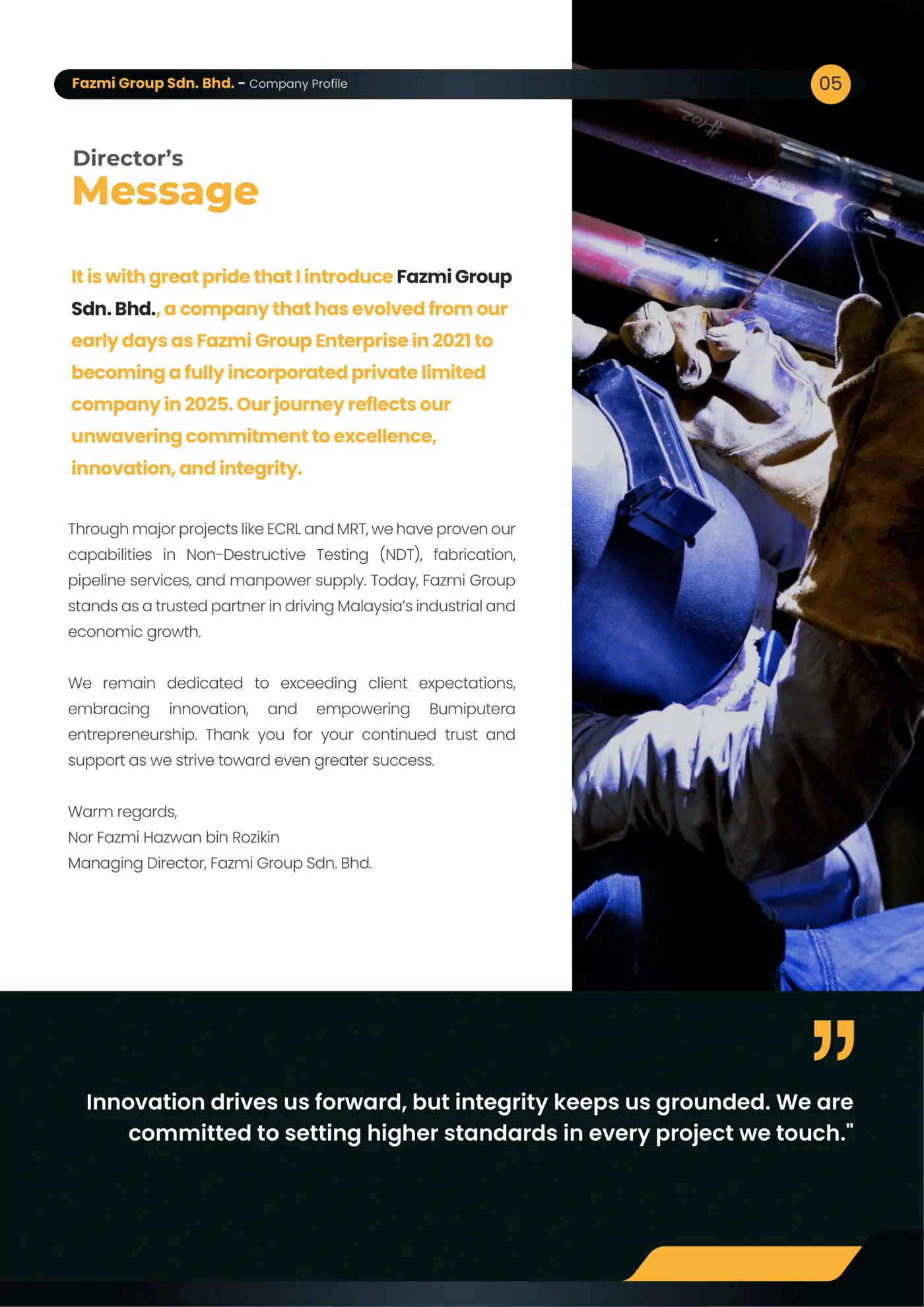 Company profile page 5