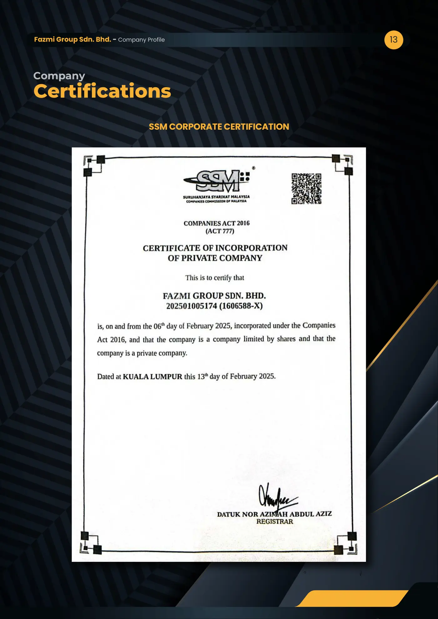 Company profile page 13