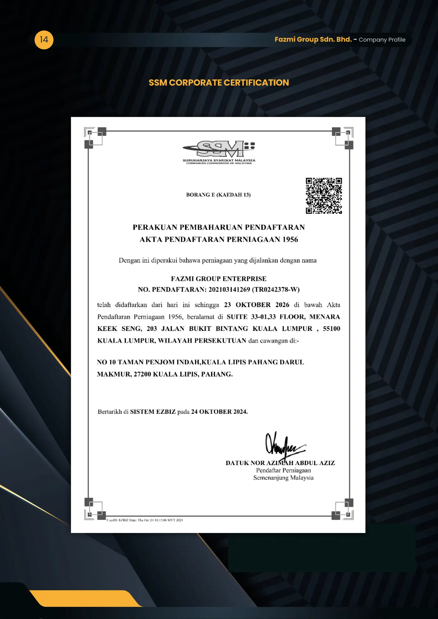 Company profile page 14
