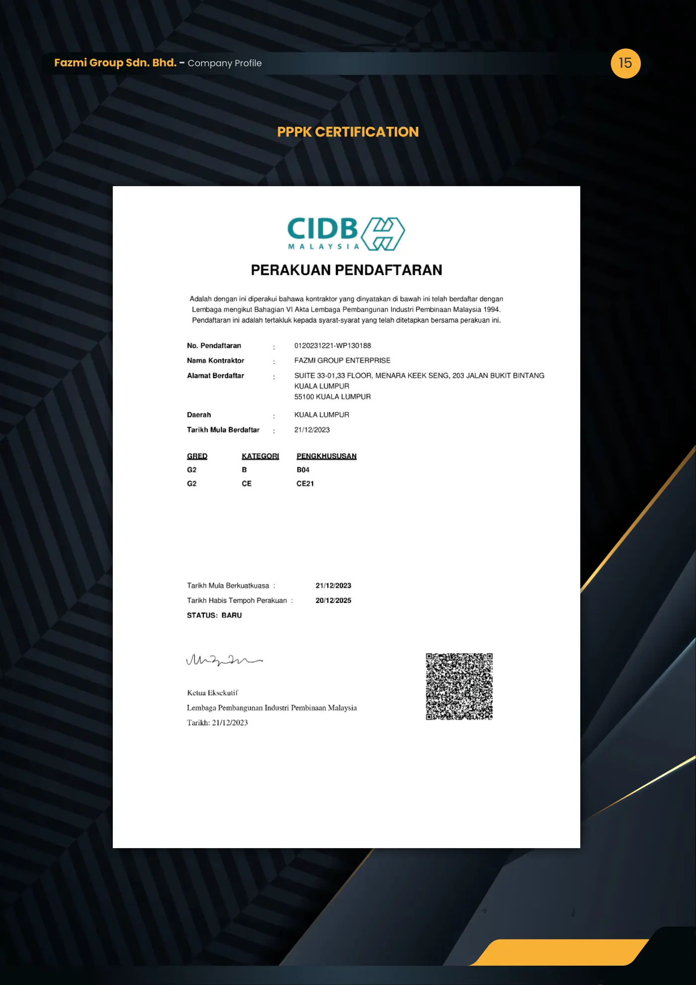 Company profile page 15