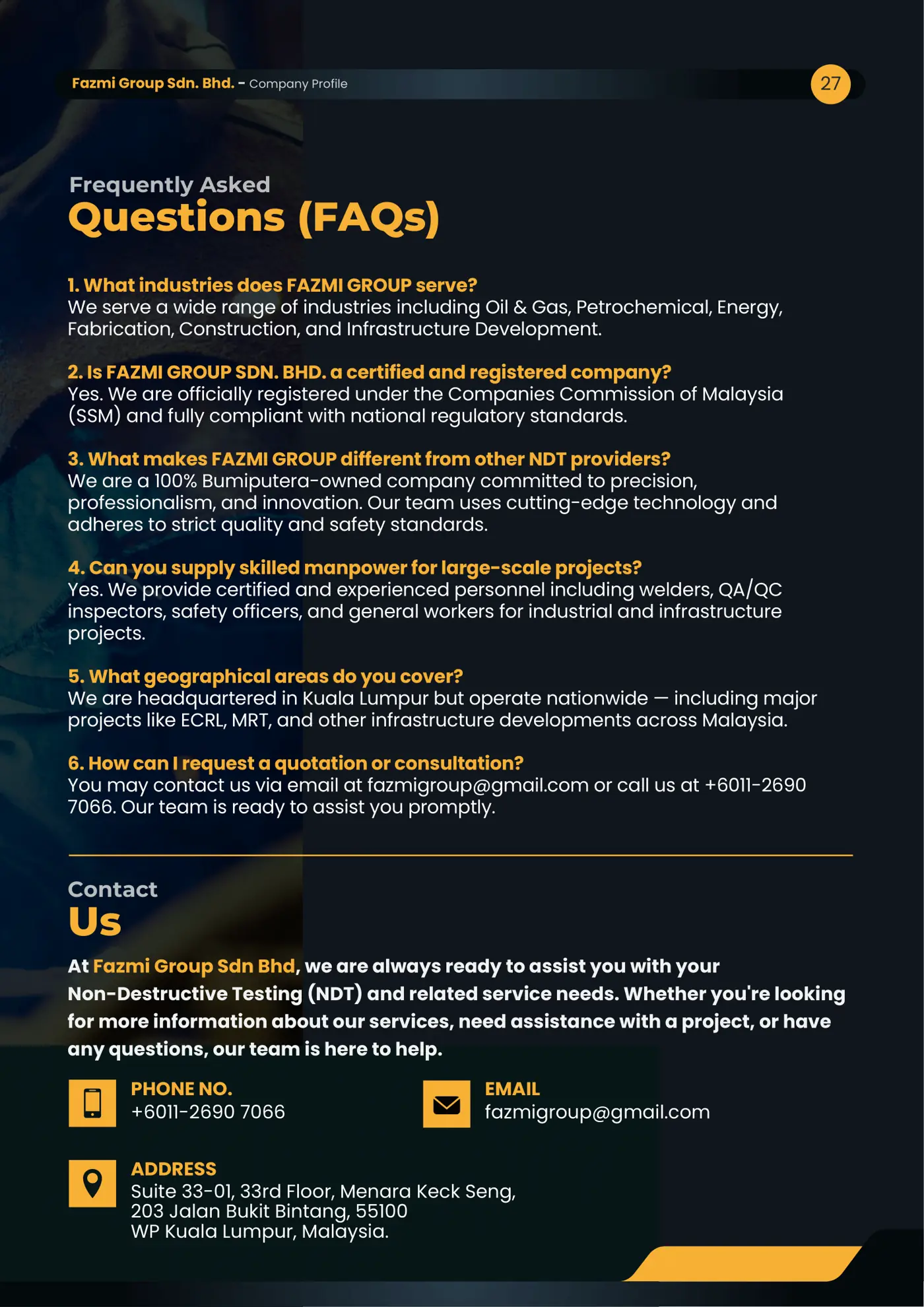 Company profile page 27